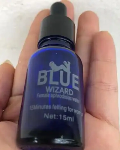 Blue Wizard 15ml kích dục nữ chính hãng – tay cầm lọ thủy tinh xanh đậm nhỏ giọt Blue Wizard
