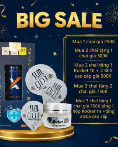 Kem Vip Nhật Bản chính hãng – Banner Big Sale nền xanh, hộp kem và viên SLM, combo giá