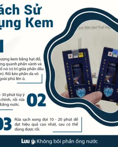 Kem Vip Nhật Bản chính hãng – Đồ họa hướng dẫn 3 bước dùng kem, nền xanh navy