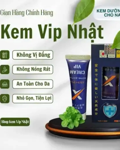 Kem Vip Nhật Bản chính hãng – Banner gian hàng chính hãng, tuýp xanh và hộp, 4 công dụng