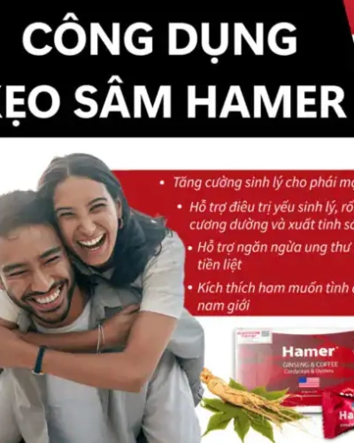 Kẹo sâm Hamer Đỏ Mỹ chính hãng – Đồ họa công dụng kẹo sâm Hamer cặp đôi cười