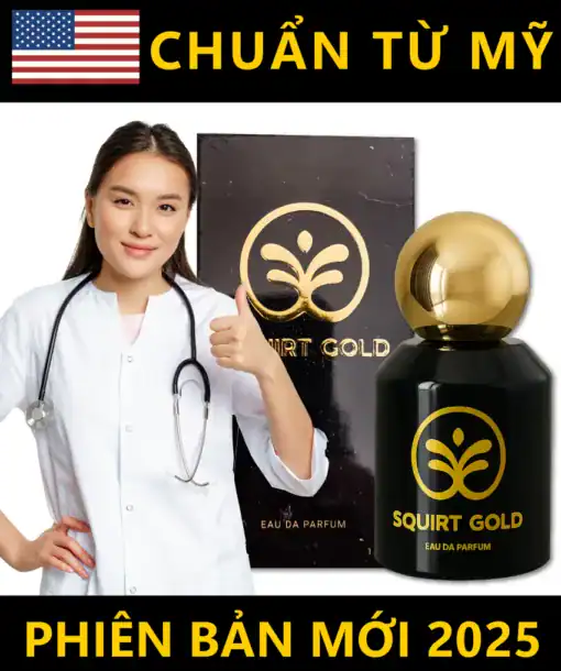 Nước hoa kích dục nữ Squirt Gold chính hãng – chai nước hoa Squirt Gold đen và nữ bác sĩ