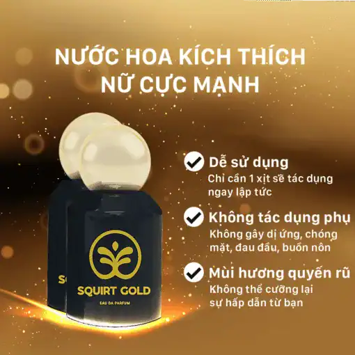 Nước hoa kích dục nữ Squirt Gold chính hãng – chai Squirt Gold liệt kê công dụng nổi bật