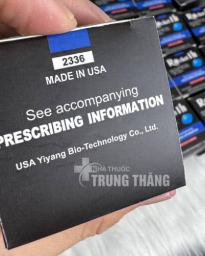 Viên uống Rocket 1h USA hỗ trợ cương cứng – mặt sau hộp đen có mã lô và dòng Made in USA