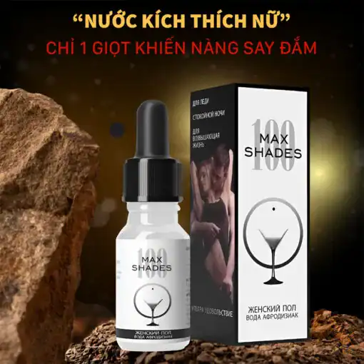 Thuốc kích dục nữ Maxshades chính hãng – Lọ và hộp Max Shades trên đá, tiêu đề nước kích thích nữ
