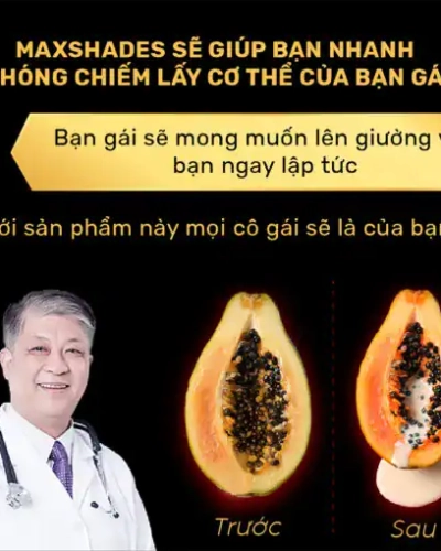 Thuốc kích dục nữ Maxshades chính hãng – Đồ họa bác sĩ và hình quả đu đủ trước/sau minh họa công dụng