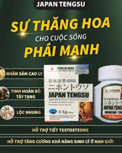 Viên uống Tengsu Japan chính hãng Nhật Bản – hộp lọ Tengsu với hình thảo dược và chữ thành phần
