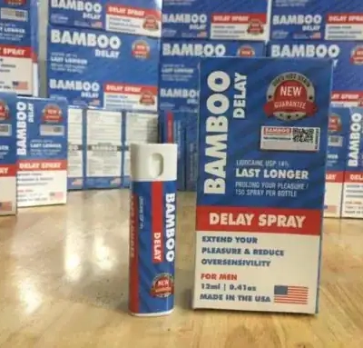 Xịt chống xuất tinh sớm Bamboo Delay 12ml – nhiều hộp Bamboo Delay xếp kho, một chai đứng trước