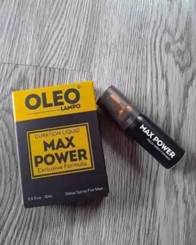 Xịt kéo dài thời gian Oleo Lampo Max Power 12ml – Hộp Oleo Max Power nằm cạnh chai xịt đen