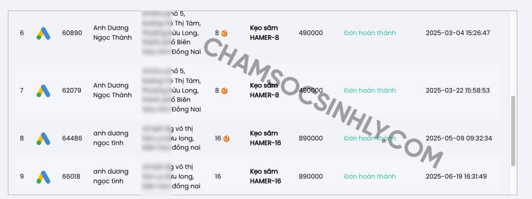 Lịch sử đơn khách quen