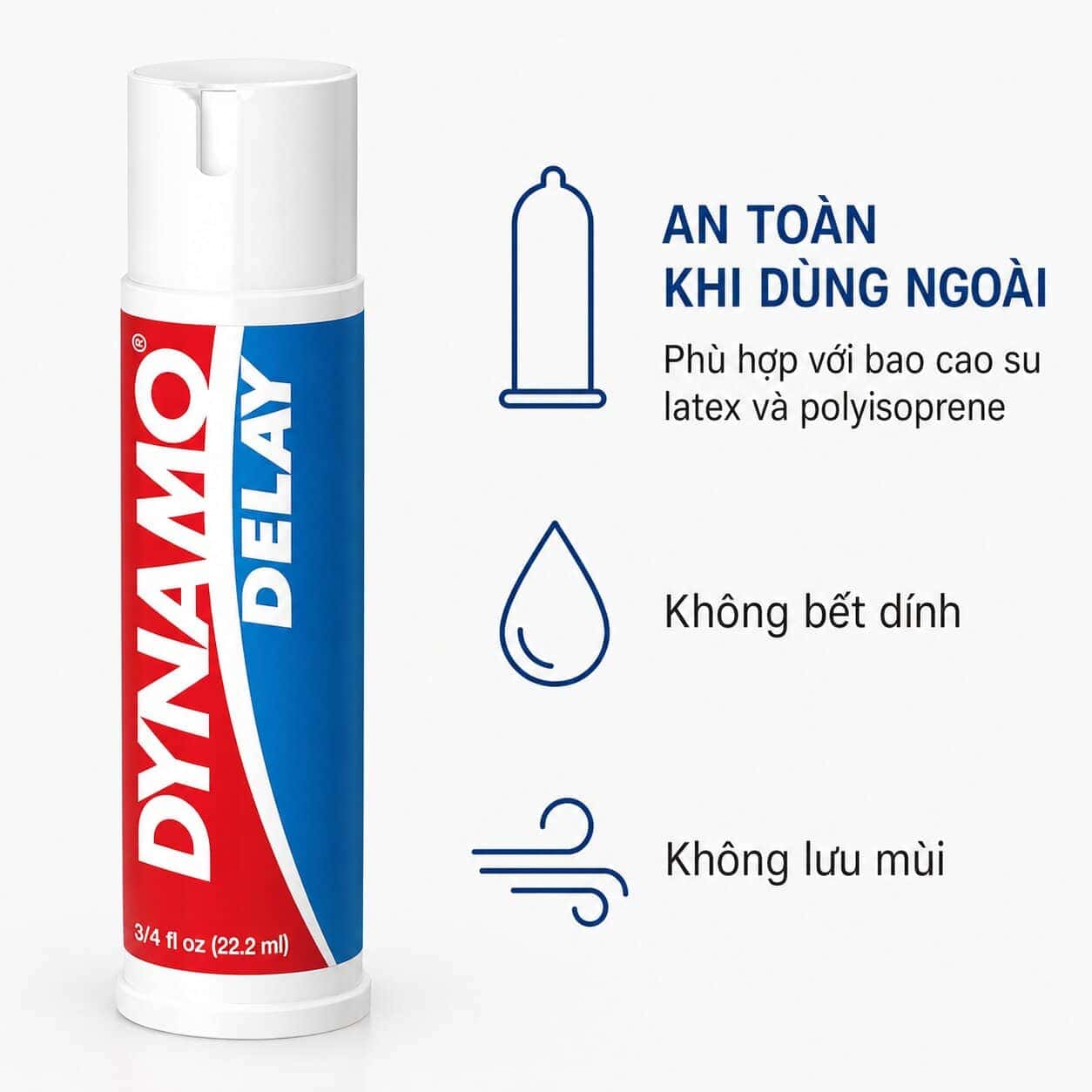 Dynamo Delay an toàn khi dùng ngoài, phù hợp bao cao su, không bết dính, không lưu mùi