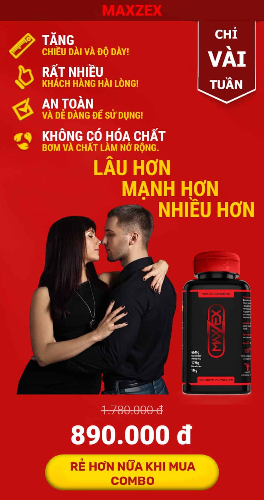 Viên uống Sâm Maxzex Nga tăng kích thước tự nhiên