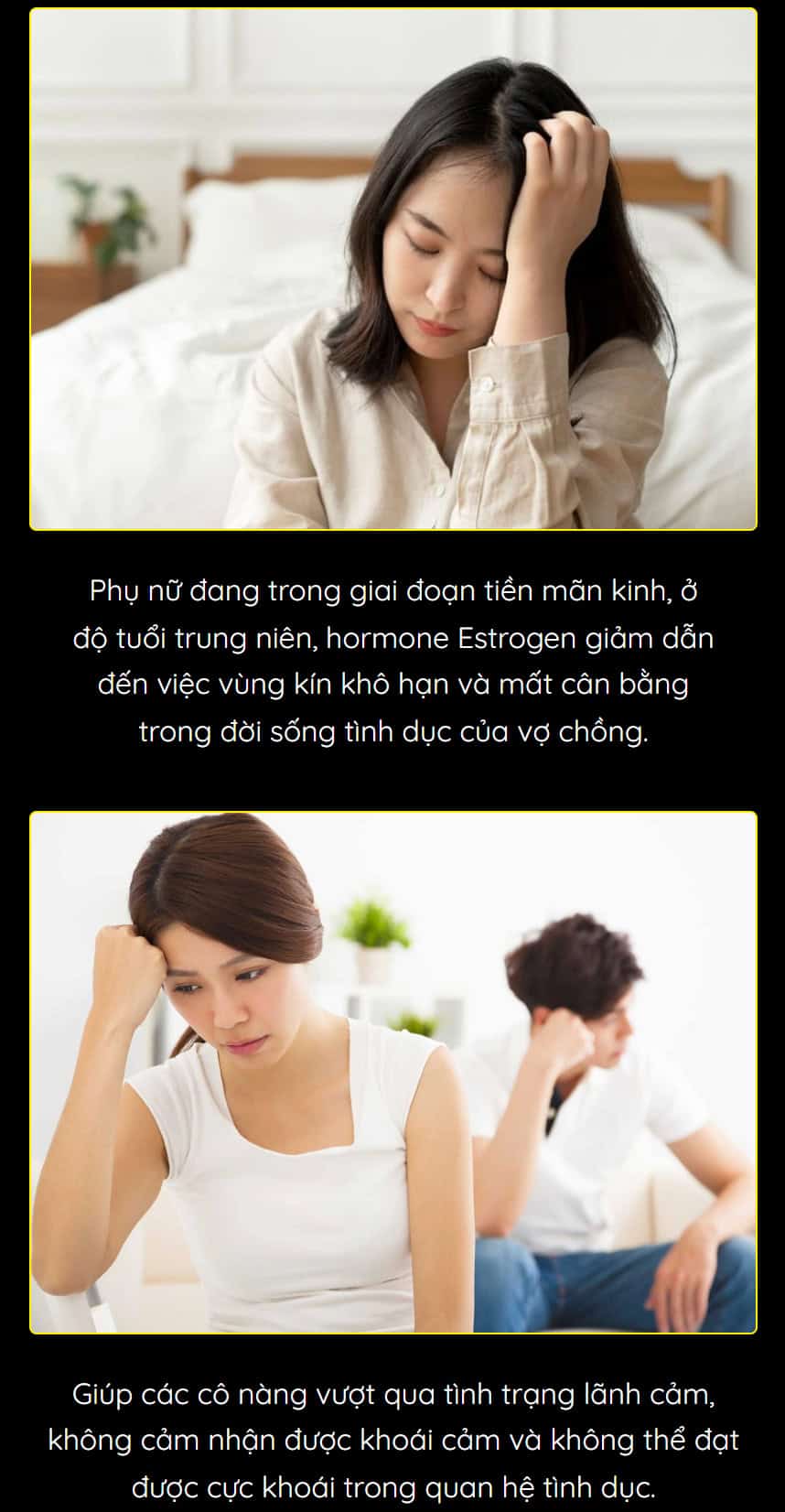 Phụ nữ tiền mãn kinh hormone giảm, khô hạn lãnh cảm