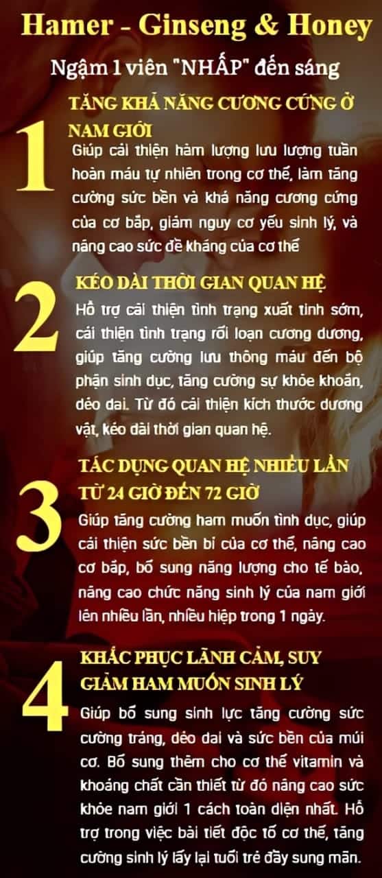 Công dụng Hamer Pro vị mật ong