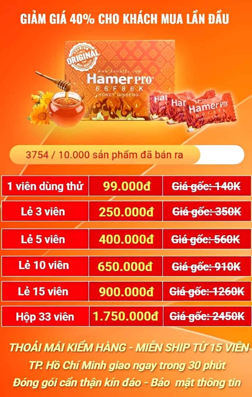 Giá kẹo sâm Hamer mật ong