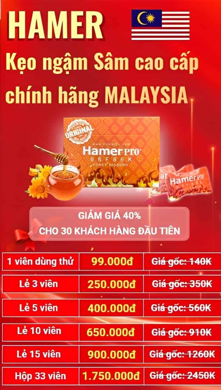 Giá sản phẩm Hamer Pro mật ong