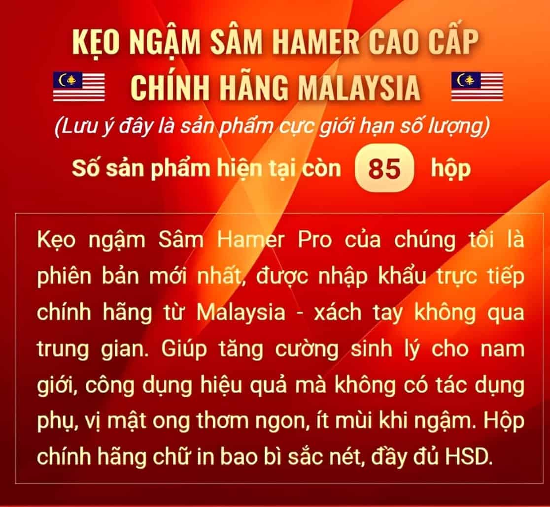 Kẹo sâm Hamer cao cấp chính hãng Malaysia