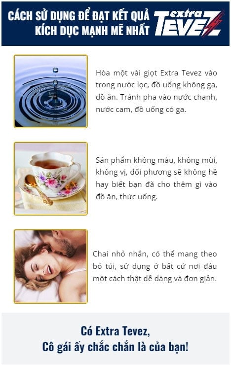 Cách dùng Extra Tevez nhỏ giọt vào đồ uống