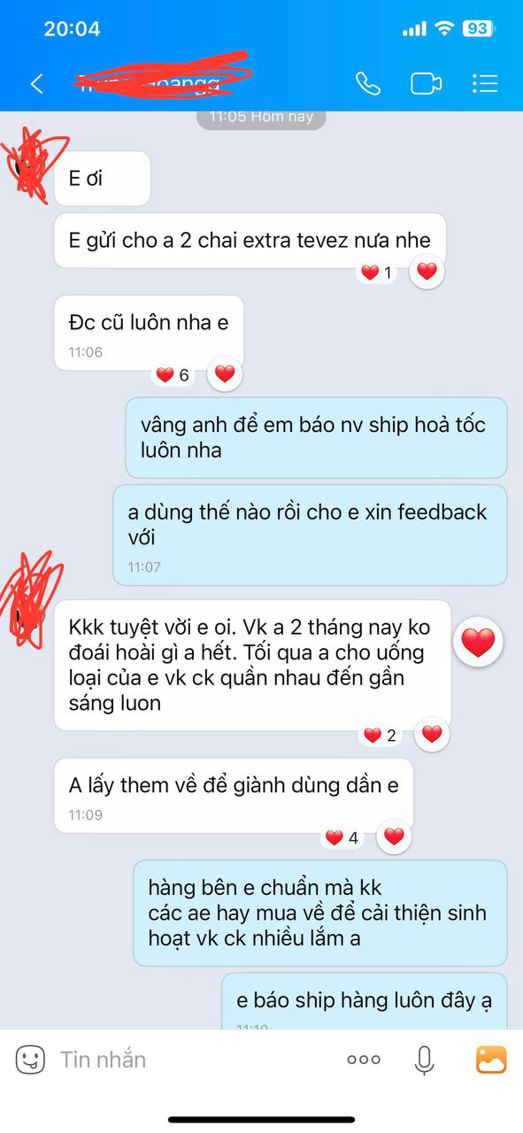 Feedback khách Extra Tevez qua Zalo