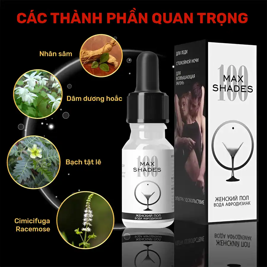 Thành phần thảo dược Maxshades: Nhân sâm, Dâm dương hoắc, Bạch tật lê, Cimicifuga